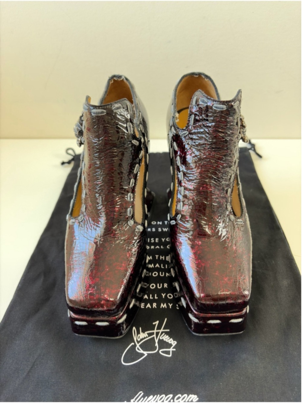 John Fluevog MEGA MUNSTER CLIQUE PLATFORM T-STRAP HEEL size 9 - Picture 4 of 11